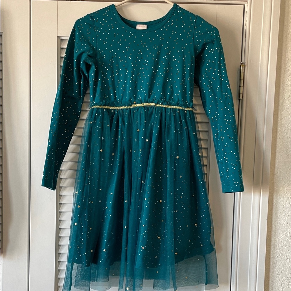Hanna Andersson Teal and Gold Kids Dress